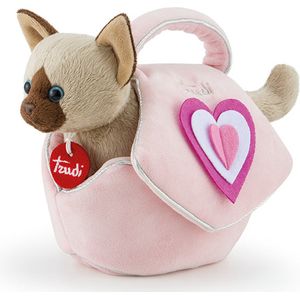 Trudi Fashion Pets Knuffel Kat Poes Kitty in fashion bag Roze 26 cm - Hoge kwaliteit pluche knuffel - Knuffeldier voor jongens en meisjes - Roze Beige - 12x17x26 cm maat XS