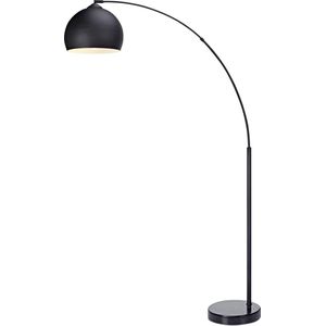 Teamson Home Arquer Booglamp Vloerlamp - Zwart Lampenkap - Zwart Marmer Baseren