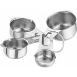 Hendi Set maatbekers - roestvast staal - stapelbaar - 4 stuks - gegraveerde markeringen