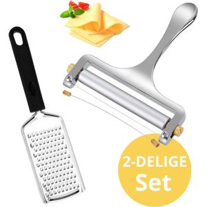 Montzys® Kaasschaaf & Kaasrasp - 2 Delige Set - Jonge Kaas & Oude Kaas - RVS Keukengerei - Kaas Rasp Schaaf - Inclusief Snijdraad