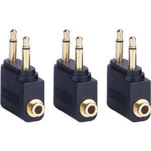 JGS Premium - Airplane Adapter set van 3 stuks, Goud gecoat, voor Vliegtuigaudio aansluiting