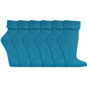 Wollen sokken | Alpacawol | Drukvrije teennaad | Merk: Socks4Fun | Maat: 35 t/m 42 | Kleur: Blauw | 6 Paar