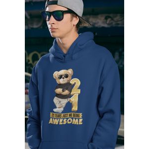 21 Jaar Verjaardag cadeau Hoodie - Navy Hoodie Mannen - Maat M - Verjaardag Cadeau Mannen - Limited Edition