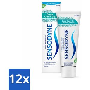12 x Sensodyne - Tandpasta - Deep Clean Gel - Grondige Reiniging - 75 ml - Tandpasta Voor Gevoelige Tanden - Gevoelige Tanden - Diepe Reiniging - Fluoride Tandpasta - Tandplak Verwijderen