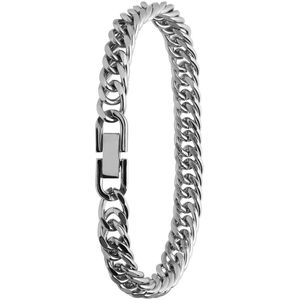 Lucardi - Kinder Stalen gourmet armband - Armband - Staal - Zilverkleurig - 16 cm