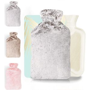 Warmwaterkruik met Pluche & Gebreide Hoes - 2L voor Pijnverlichting - Perfect Cadeau voor Verjaardag en Kerstmis