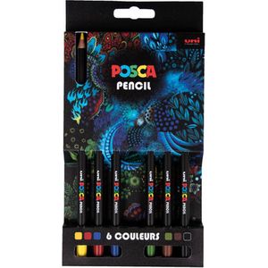 Posca pencils - Kleurpotloden - Universeel - Set - 6 kleuren