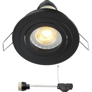 Coblux LED inbouwspot zwart - 4W / rond / dimbaar / Kantelbaar/ 230V / IP20 / downlights / plafondspots / spotjes / inbouwspots / badkamer / woonkamer / keuken / spotlight / GU10 fitting / warmwit