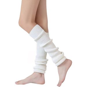 Lange beenwarmers voor dames en meisjes, winter, gehaakt, gebreide manchetten, beenwarmers, kniekousen, overknees, in eenheidsmaat - wit #1