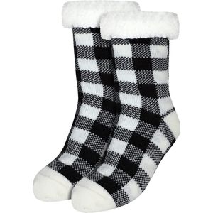 JAXY - Huissokken Dames - Verwarmde Sokken - Anti Slip Sokken - Huissokken - Bedsokken - Warme Sokken - Kerstcadeau Voor Vrouwen - Thermosokken - Dikke Sokken - Fluffy Sokken - Kerstsokken Dames en Heren - Patroon Wit