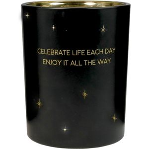 MY FLAME - KERST - sojakaars - Celebrate life each day, enjoy it all the way - Winter Wood - 100 branduren - zwart