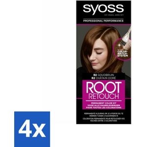 Syoss - Haarverf - Uitgroeiset - R2 Goud Bruin - 1 Haarkleuring - Voordeelverpakking - 4 stuks