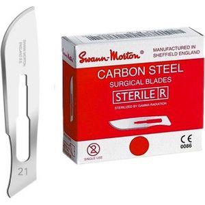 Swann Morton - Steriele Mesjes - RVS - Nummer 21 - Past op Houder Nummer 4 - Inhoud 100 st.