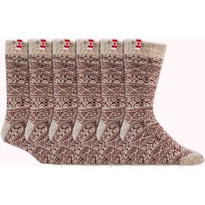 Canadese sokken | Wollen sokken | Thermo gevoerd | Rood | Diverse maten | 6 paar