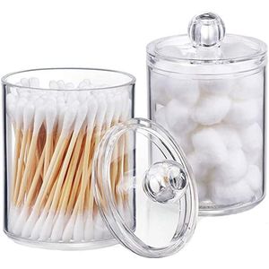 Transparante Katoenen Dispensers - Opbergdozen voor Wattenstaafjes en Cosmetica (Set van 2)