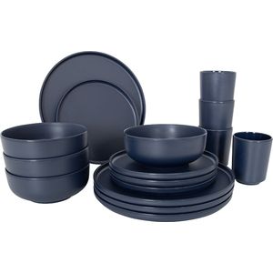 Bo-Camp - Industrial collection - Servies - Patom - 16 Delig - Blauw