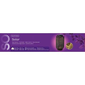 Solar lantaarn zwart/goud - Hoogte 36 cm - Lumineo LED Solar lantaarn - Tuinverlichting - Ø20-H36cm