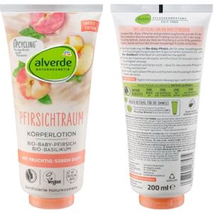 Alverde Naturkosmetik Bodylotion Pfirsichtraum | 1x 200 ml - Met Biologische Perzik- en Basilicumgeur | Limited Edition 2025