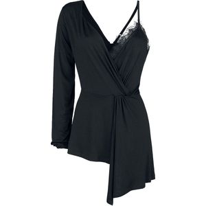 Gothicana Zwart topje met verschillende kanten Vrouwen - S