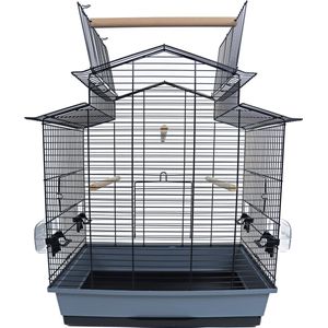 Interzoo - Vogelkooi - Iza 3 cabrio - Kleur: zwart/grijs - Afmetingen: 58,5×38,5×65/76 cm.