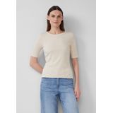 s.Oliver - Shirt - Lichtbeige - Slanke Pasvorm - Kwartmouw