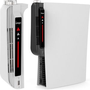 DrPhone KP5 – Instelbare Koelventilator – Cooling Fan - USB-doorvoerpoort - Geschikt Voor Playstation 5 Disc & Digitale Playstation 5 - Cooler / Koeler – Wit