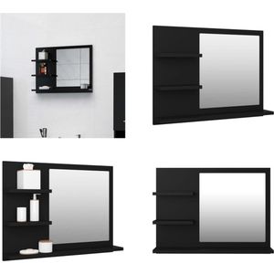vidaXL Badkamerspiegel 60x10-5x45 cm spaanplaat zwart - Spiegel - Spiegels - Badkamerspiegel - Badkamerspiegels
