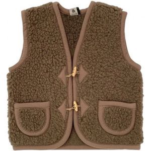 ALWERO BODYWARMER ALPEN JUNIOR BARK-128/134 Jongen/Meisje teddy bodywarmer / mouwloos vestje / kinderjas Wol- Bruin - 128/134 (5902944726525)