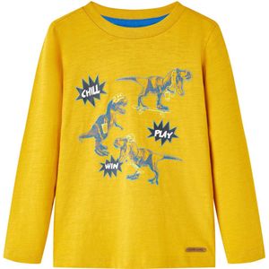 vidaXL - Kindershirt - met - lange - mouwen - 104 - okerkleurig