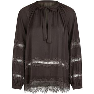 Marc Aurel • bruine blouse met kant • maat 36