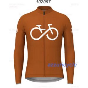Fietsshirt lange mouw S bruin met opdruk