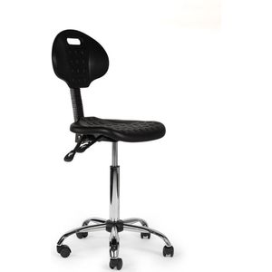 Werkplaatsstoel Zwart Standaard - Zithoogte 50/68cm - kruk op wielen - krukje - werkkruk - zadelkruk - bureaukruk - kapperskruk - verstelbaar - draaikruk - tabouret - zadelkruk met rugleuning - tot 160kg