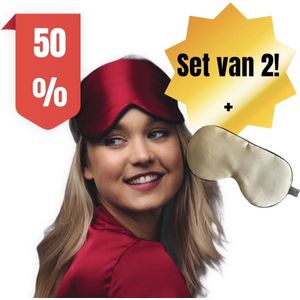 Premium 100% zijde slaapmaskers - set van 2, rood en lila, verstelbaar en dubbelzijdig, anti-aging