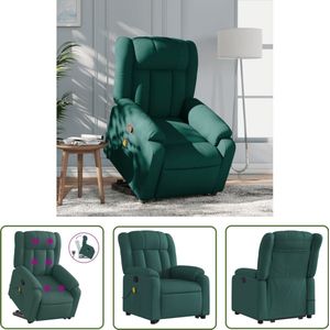 vidaXL Massagestoel - Stapstoel - Sta-op-massagestoel verstelbaar stof donkergroen - Elektrisch Bedienbare Stoel - Ergonomische Stoel - Relaxfauteuil