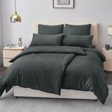 Beddengoedset - Grijs - 135 x 200 cm - 4-delig - Microvezel met Ritssluiting