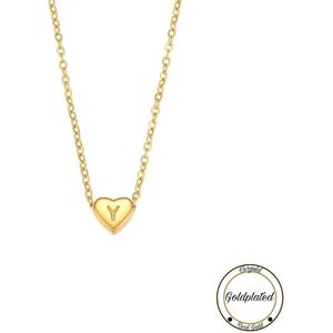 Soraro Initialen Ketting | Letter Y | Minimaliste Kettingen Goudkleurig | Goldplated | Goudkleurige Ketting | Cadeau voor Haar