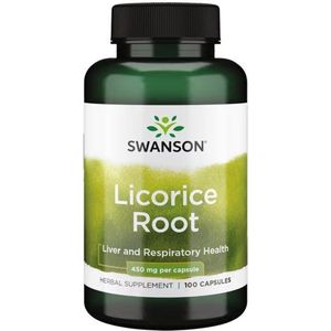 Swanson - Licorice Root Extract - Zoethout wortel (Glycyrrhiza glabra) - 450mg - 100 Capsules