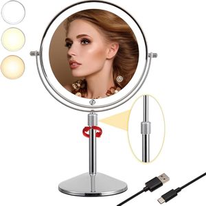 Equivera Vergrootspiegel - Vergrootspiegel met Verlichting - Vergroot Spiegel - Make Up Spiegel - Makeup Spiegel - Scheerspiegel - Must have voor in huis!