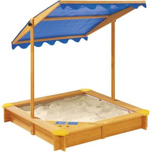 Playtive Zandbak met afdak - 118x118x118cm - In hoogte verstelbaar en kantelbaar dak - UV-bescherming - incl Speelhoek