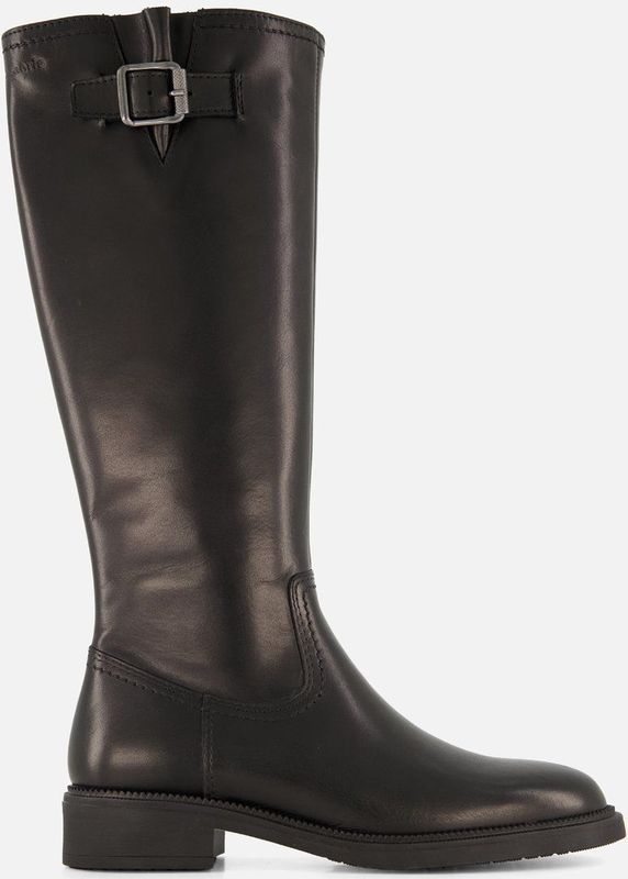 Tamaris - Lange Laarzen - Zwart - Blokhak 3,5 cm - Glad Leer