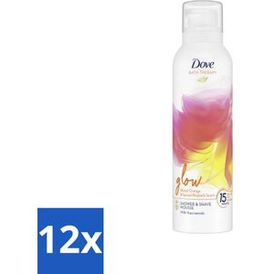 Dove Douche- & Scheerschuim - Bath Therapy - Glow - Bloedsinaasappel & Rabarber - 200 ml - Voordeelverpakking - 12 stuks
