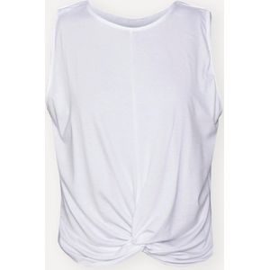 Namastae® Sport shirt dames yoga | Yoga top dames | Sport top met knoopdetail | Kort topje | Wit | Maat 34 | Maat XS