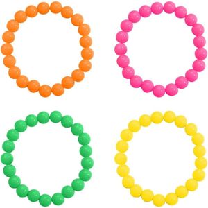4-piece pearl bracelets - children, colourful, plastic, magic pearl bracelets - 80s accessories, neon bracelets, colourful bracelets
