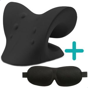 Ladim Nekstretcher - Neck Releaser 2023 - Incl. Oogmasker - Nekmassage - Nekkussen - Traagschuim - Chiropractor - Nek Tractie Apparaat - Zwart