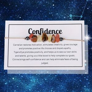 Bixorp ""Confidence"" Cadeau Armband - Edelsteen Armbandje op kaartje - Carneool, Tijgeroog & Citrien