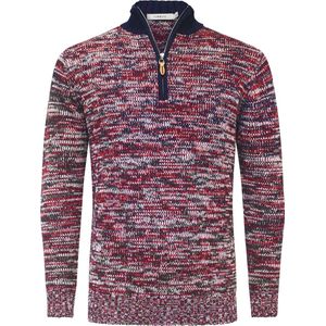 Hommard Quarter Zip Neck Sweater, Valcenis, XL, Red, Navy, White Melange, Heavy Jersey Knitted, Cashmere, Wol, Yak, Warme Trui, Luxury, Dikke Trui, Heren, Dames, Unisex