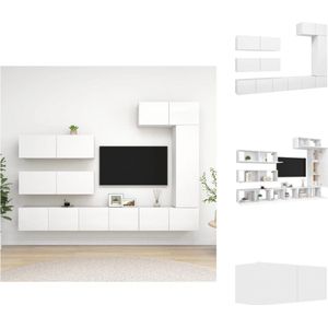 vidaXL televisiemeubelset - wit - spaanplaat - 80 x 30 x 30 cm - modern design - veel opbergruimte - aan de muur bevestigd - eenvoudig te reinigen - montage vereist - Kast