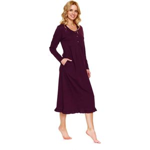 Doctor Nap Katoenen Nachthemd Borstvoeding Zwangerschap Burgundy TM.7318 36 / S