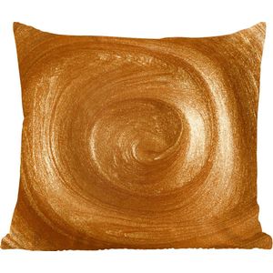 Sierkussens - Kussentjes Woonkamer - 60x60 cm - Een vortex in goudkleurige verf