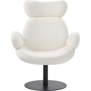 Vente-unique Draaibare fauteuil van witte boucléstof ATORCO L 82 cm x H 102 cm x D 76 cm